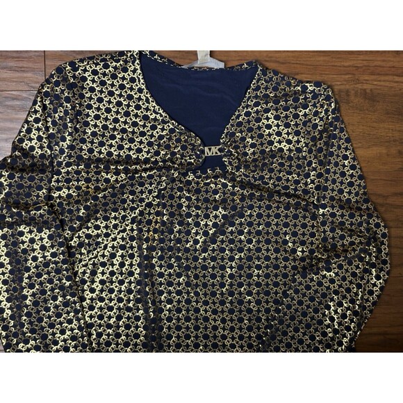 Michael Kors Women’s Blue And Gold Dress Shirt XL New With Tags Retails $88 - Picture 4 of 4